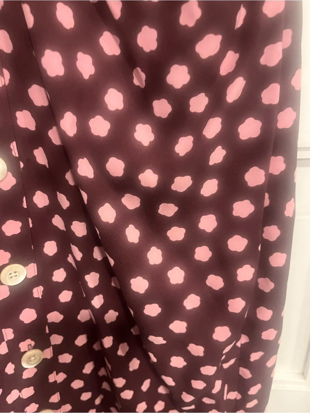kate spade Burgundy and White Cloud Dot Midi Shirtdress